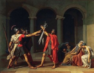 (Jacques-Louis David, “Il giuramento degli Orazi”)  